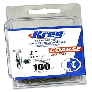 Kreg Steel SPS-C1-100 Pocket Screws -1-Inch, 7 Coarse, Pan-Head, 100-Count (Silver)