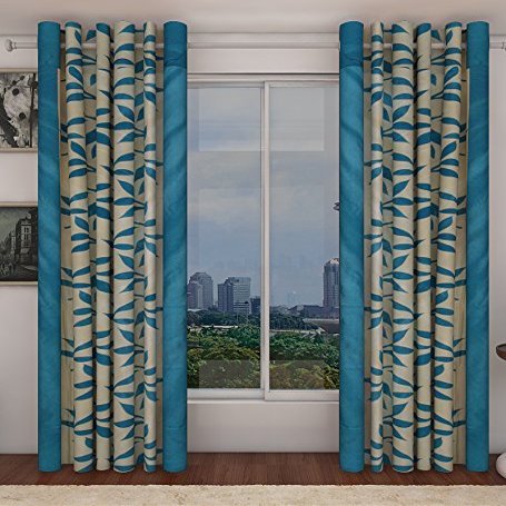 Inira Trendz Polyester & Polyester Blend Solid Curtain (4 X 9, Aqua)