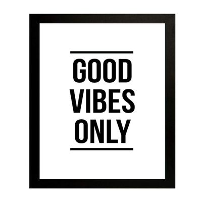 Interio Crafts Synthetic Wood Good Vibes Only Motivational Quote Frame Poster (frame: 13"X10" inch, Black)