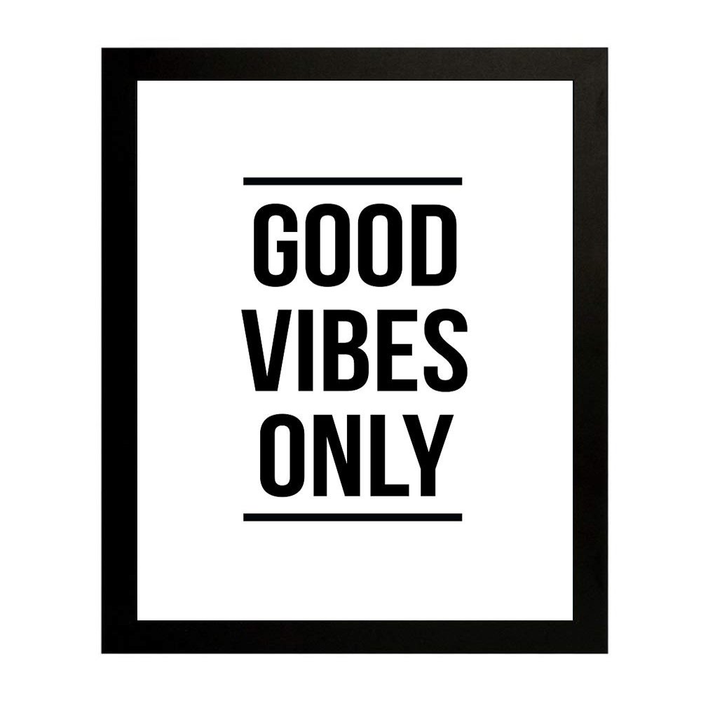 Interio Crafts Synthetic Wood Good Vibes Only Motivational Quote Frame Poster (frame: 13"X10" inch, Black)