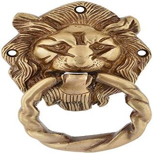 YES I CAN Lion Mouth with Moulded Ring Brass Door Knocker (Antique Brass)