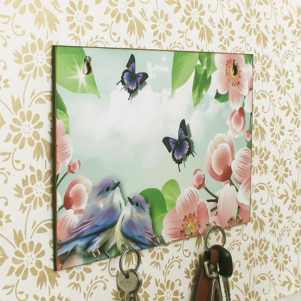 eCraftIndia Naturre View Theme Wooden Key Holder with 6 Hooks