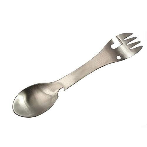 Delidge Multifunctional Spoon Fork Camping Cookware Spoon Fork Bottle Opener Portable Tool Outdoor Stainless Steel Tableware