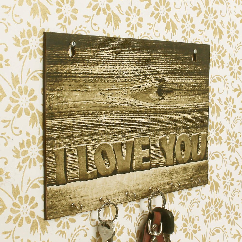 eCraftIndia Abstract Theme Wooden Key Holder with 6 Hooks