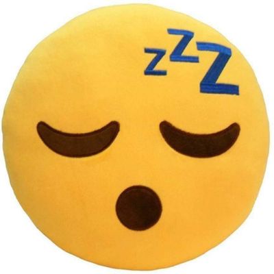 Supreme Home Collective Plush Velvet Emoji Pillow Soft Round, Sleeping Decorative Cushion, (Yellow, Black, 12x12 inches/30x30cm)