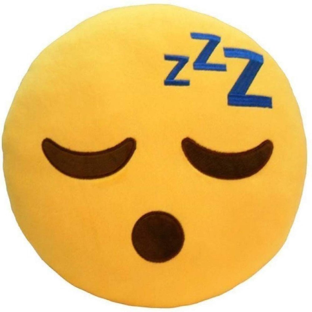 Supreme Home Collective Plush Velvet Emoji Pillow Soft Round, Sleeping Decorative Cushion, (Yellow, Black, 12x12 inches/30x30cm)