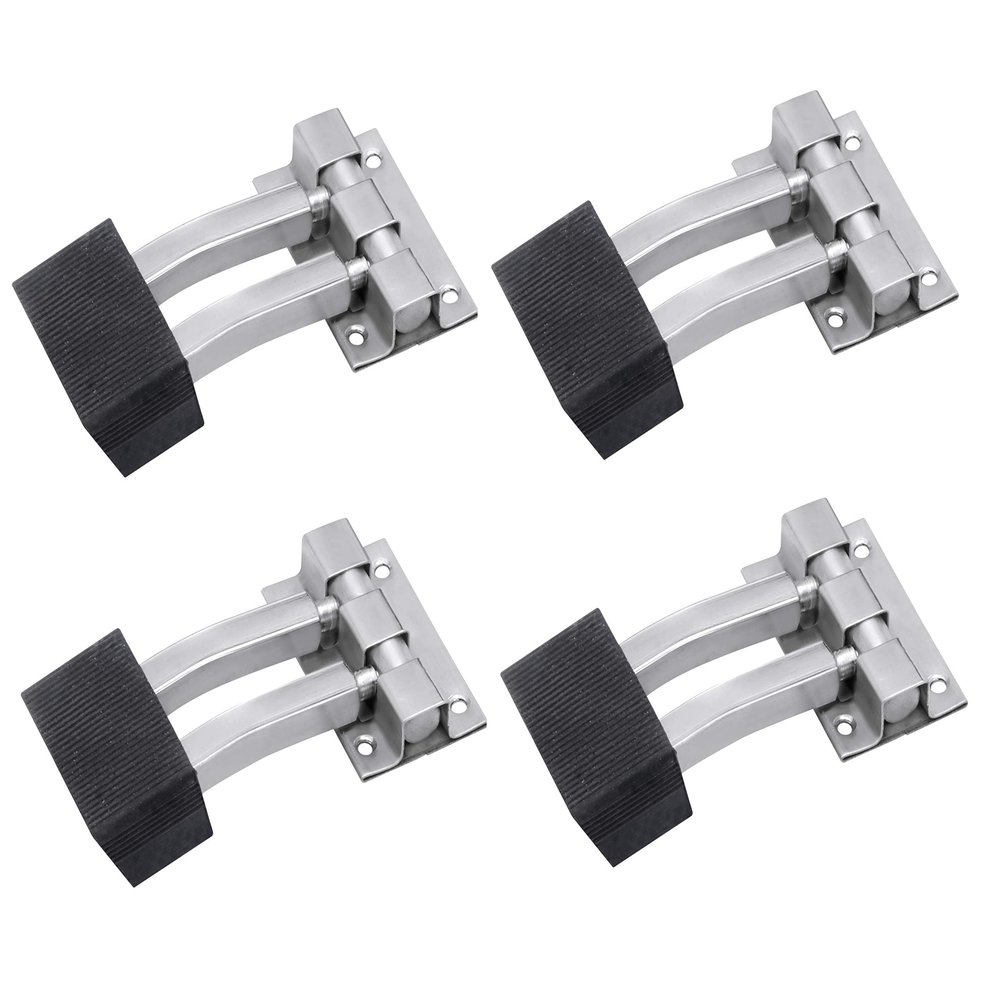 Nixnine Stainless Steel Door Stopper, Single Floor Door Stoppers with Rubber Tip Bottom, for Home, Office, Bathroom, Doors, (Square Door Stop, 3 Inch) Pack of 4