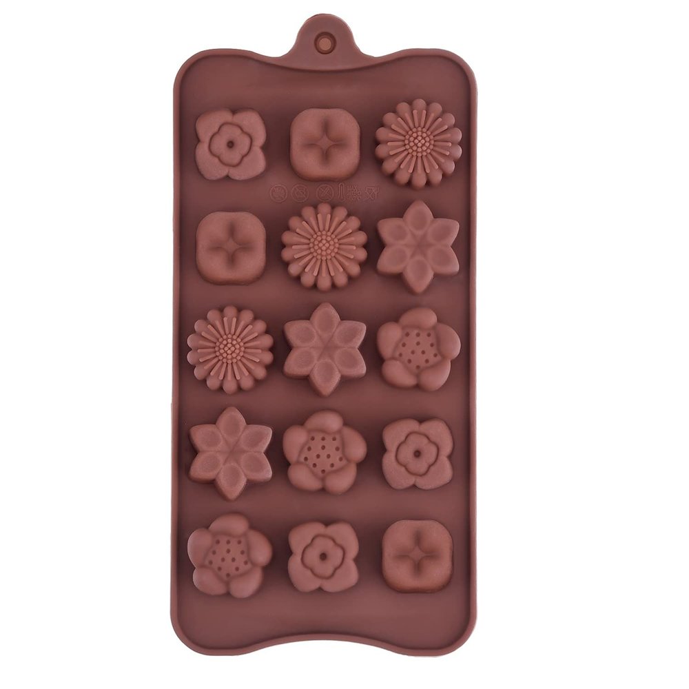 SKYFUN (LABEL) Silicone Chocolate Making Different Shaped Moulds, 15 Cavities, Brown