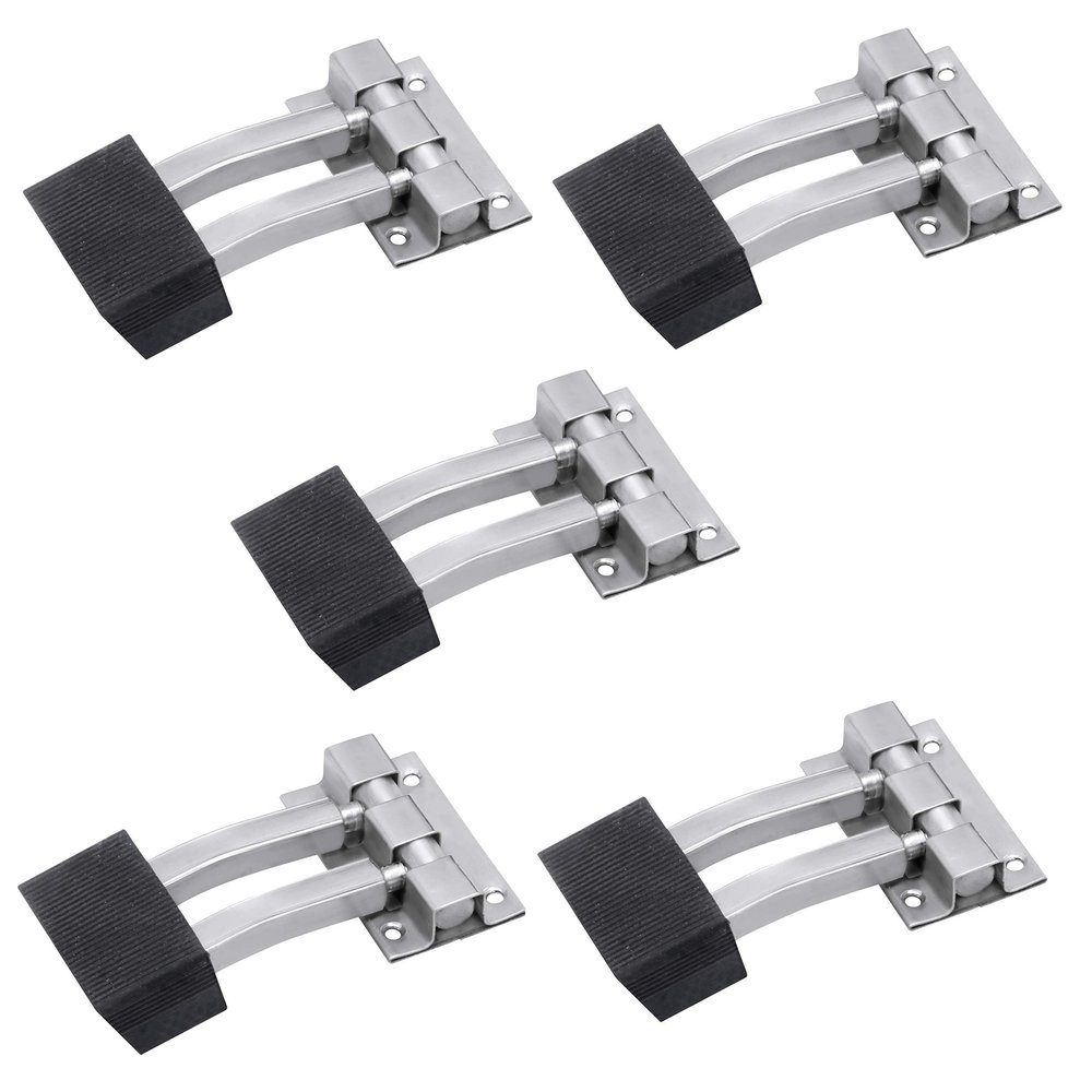Nixnine Stainless Steel Door Stopper, Single Floor Door Stoppers with Rubber Tip Bottom, for Home, Office, Bathroom, Doors, (Square Door Stop, 3 Inch) Pack of 5