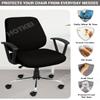 ITSPLEAZURE Black 2 Piece Set of 1 Office Chair Cover 200GSM Fabric Stretchable Elastic Polyester Removable Washable Office Computer Desk Executive Rotating Chair Seat Covers Slipcover Protector view 3