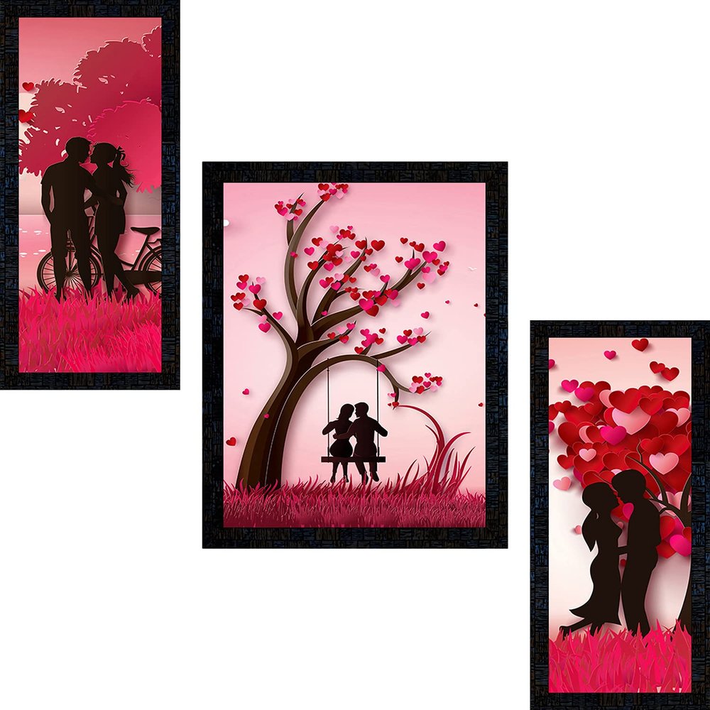 Poster n Frames PNF Lover Couples Wooden Photo Frame | For Bedroom, Living Room Walls With Acrylic Sheet For Gifts|Home Decor|Best Gifting Option(Multicolour,Medium)