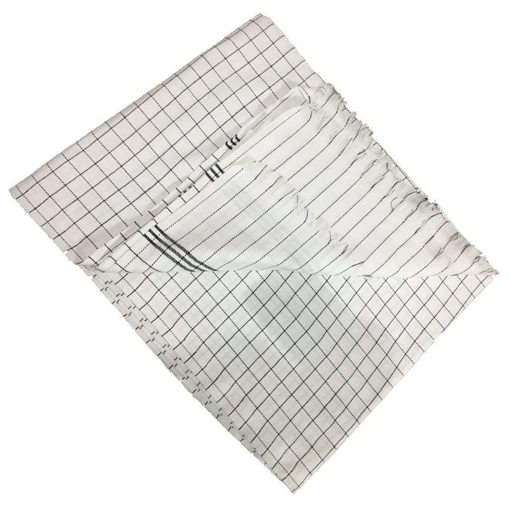 Handicraftworld 100% Cotton Soft Beautiful Blue Check Single Bed Size Skin Friendly Summer Blanket/Khes/Dohar/Top Sheet Set/Chadar (Black)-300 TC