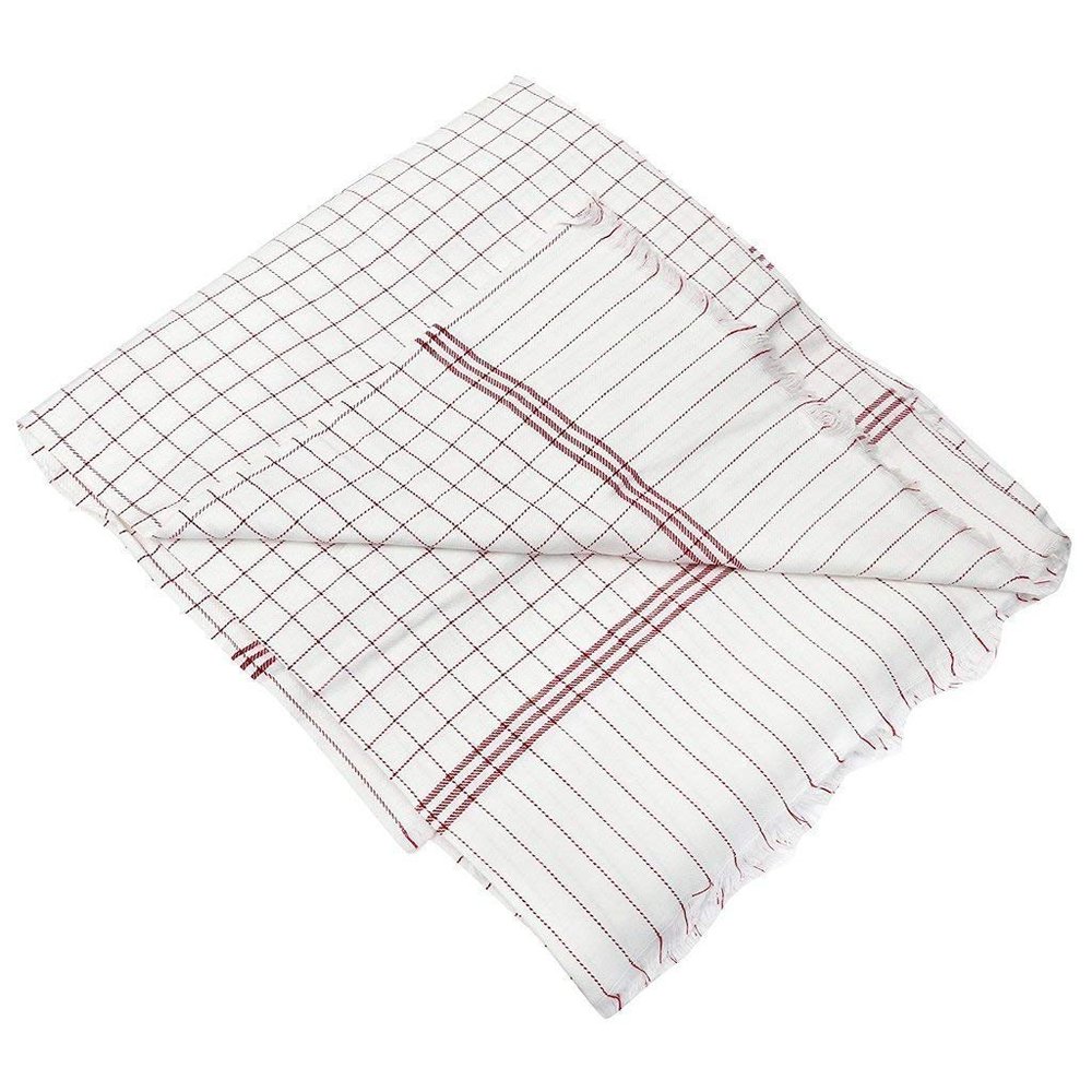 Handicraftworld 100% Cotton Soft Beautiful Blue Check Single Bed Size Skin Friendly Summer Blanket/Khes/Dohar/Top Sheet Set/Chadar (Maroon)-300 TC