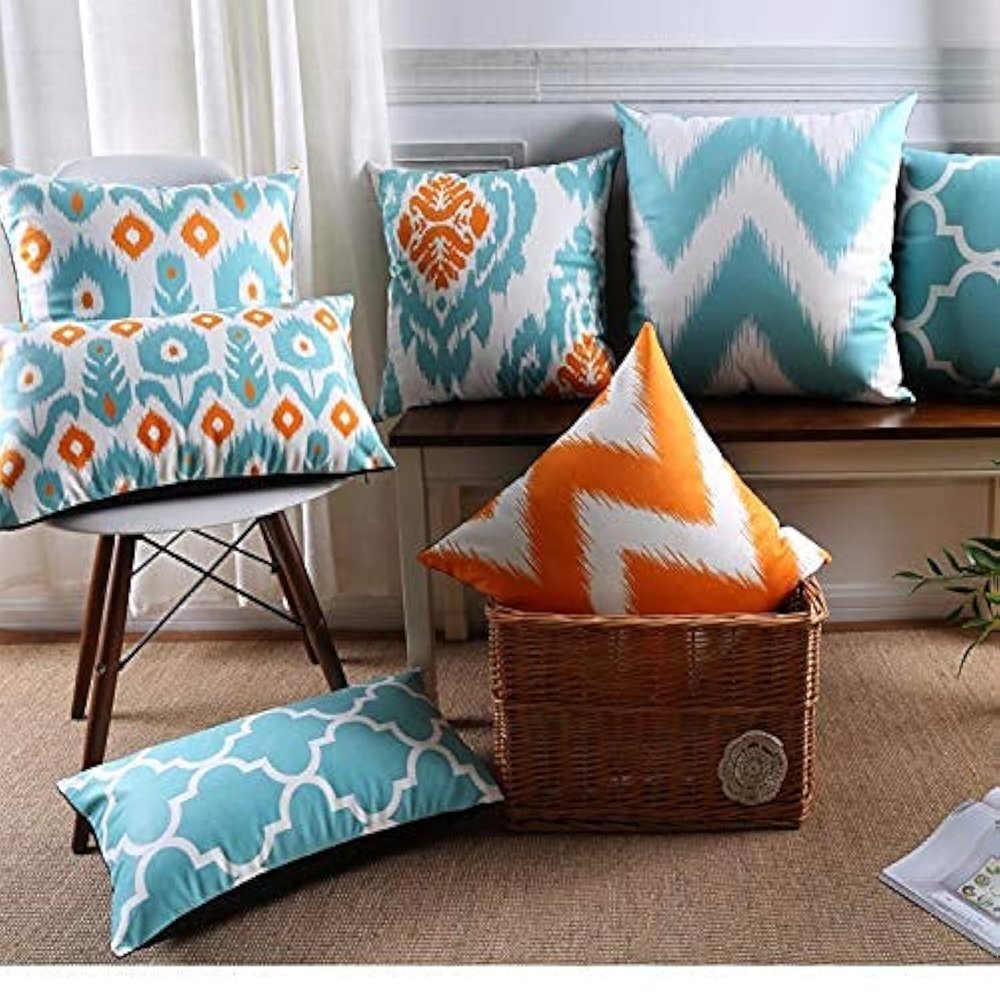 AEROHAVEN Set of 5 Designer Decorative Throw Pillow/Cushion Covers (Multi, 12 x 12 inch)