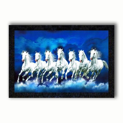 pnf Poster And Frames Seven Horses Wooden Photo Frame With Acrylic Sheet | For Living Room, Bedroom | Home Decoration Item | Best Gifting Option 17553