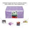 Pretty Krafts Set of 3 Non Woven Underbed Storage Bag with Handles, Clear Window & Zipper Lock | Quilt, Comforter & Blanket Organiser | Foldable Cloth Storage Closet Bag (62x45x30cm, Purple Printed) view 3