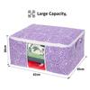Pretty Krafts Set of 3 Non Woven Underbed Storage Bag with Handles, Clear Window & Zipper Lock | Quilt, Comforter & Blanket Organiser | Foldable Cloth Storage Closet Bag (62x45x30cm, Purple Printed) view 4