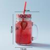 Ash & Roh - 400ml Glass Jar with Straw and Handle | Solid Containers for Juice Water Shakes and Milk | Home and Restaurant Use | Big Mouth Easy to Wash (Reusable Straw Freeee) (4) view 2
