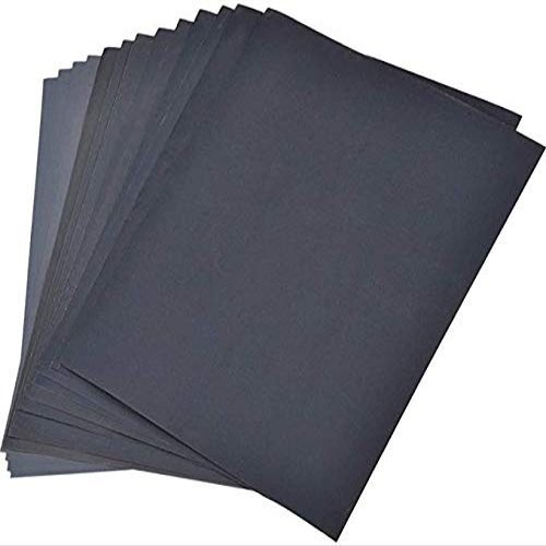 Sandcastle Sand Paper Wet/Dry - Assorted Set Waterproof Paper 80; 100; 150; 220; 320; 400; 800; 1200; 1500; 2000 Grit| Black | Set of 20 Sheets
