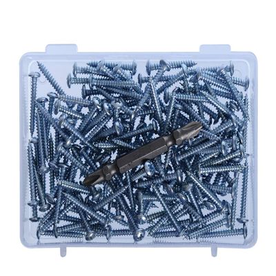 SH RETAIL Zinc Coated (4.2 x 32 mm, 1.25 Inch) Sheet Metal PAN Round Phillips Head Screws with Screwdriver Bit - (200 Pcs)