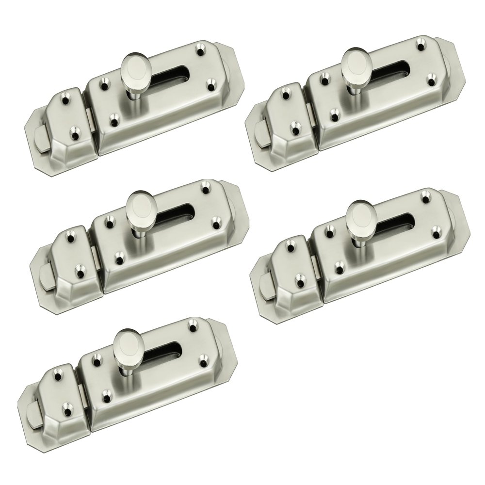 Nixnine Stainless Steel Door Security Latch Lock for Home, Bathroom, Kitchen, Office, (4 Inch),Pack of 5