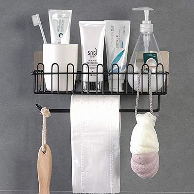 VIHAX Wall Mounted Hanging Storage Holder with Towel Rack, Kitchen Wall Spice Rack Stand Stainless Steel Shower