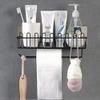 VIHAX Wall Mounted Hanging Storage Holder with Towel Rack, Kitchen Wall Spice Rack Stand Stainless Steel Shower view 1