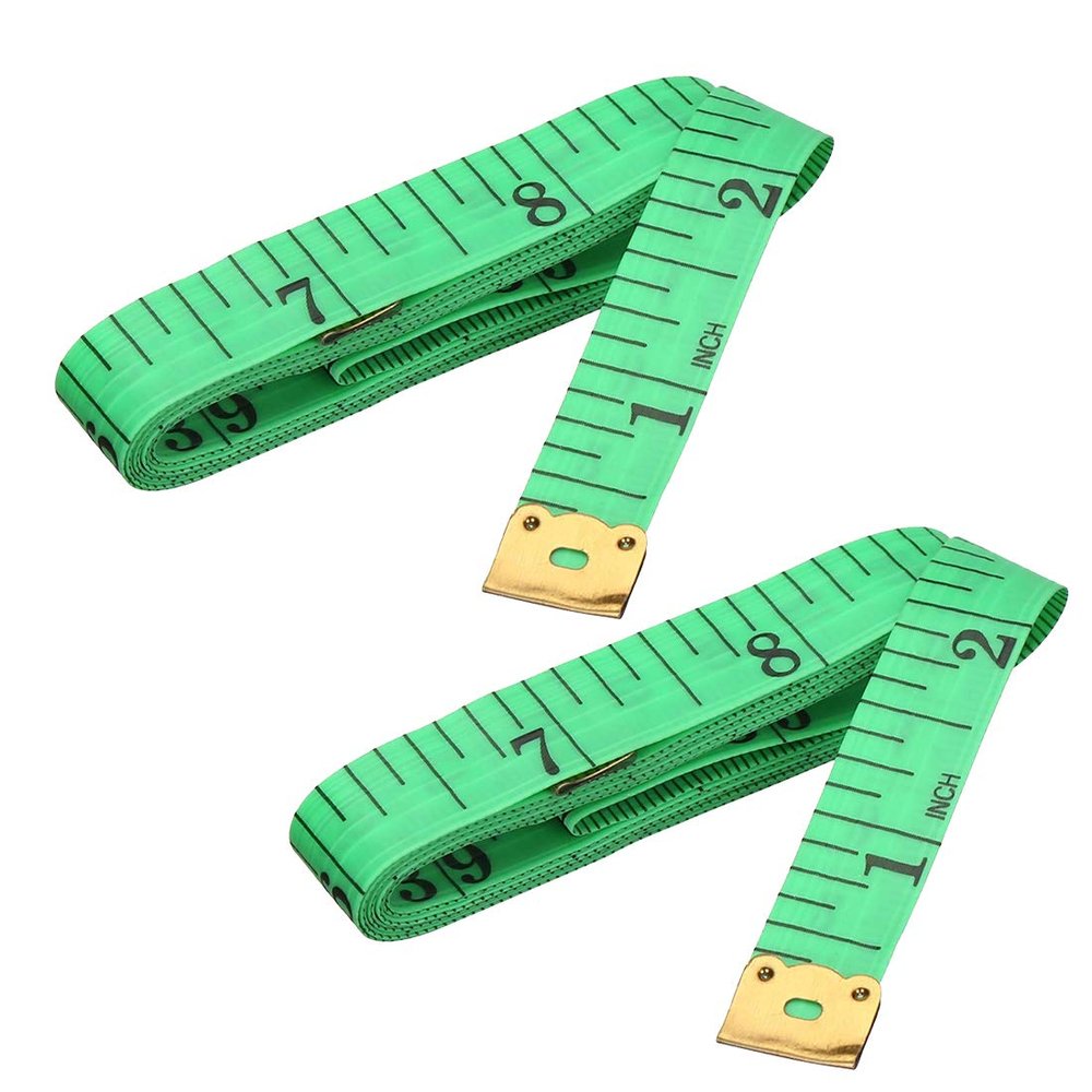 Stealodeal Fiber Material Sewing Tailors Body Measuring Measurement Tape (1.5 Imperial, Green) (Pack of 2)