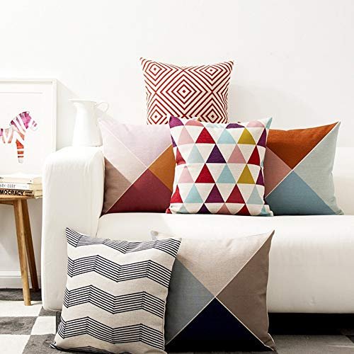 AEROHAVEN Set of 5 Cotton Designer Decorative Throw Pillow/Cushion Covers - 12 x 12 inches