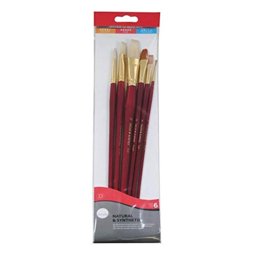 Daler Rowney Long Handled Mixed Oil Brush, Set of 6