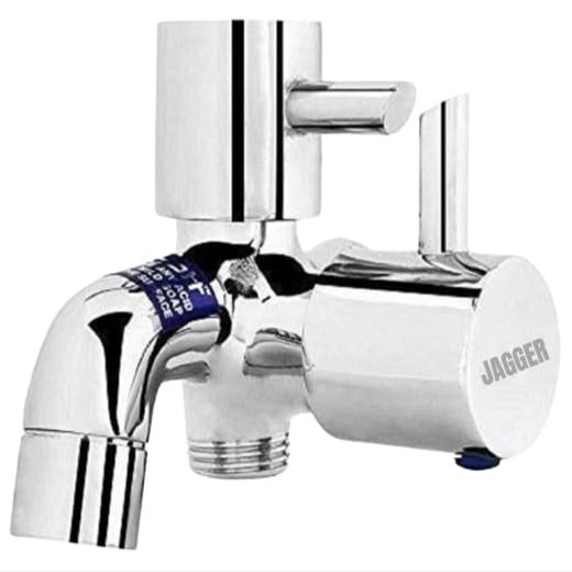 JAGGER JBC1121 Turbo Full Brass 2 in 1 Bib Cock for Bathroom with Foam Flow with Wall Flange and Teflon Tape