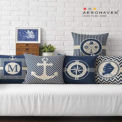 AEROHAVEN Set of 5 Cotton Abstract Designer Decorative Throw Pillow/Cushion Covers - 12 x 12 inches