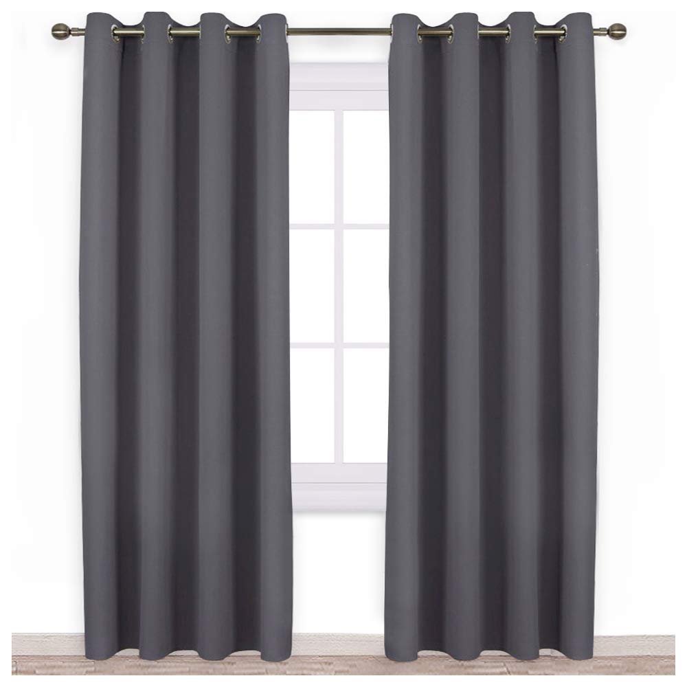 KOSOVO Silk Blackout Curtain Only with 3 Layers Weaving Technology Thermal Insulated Draperies Energy Saving (Width - 4ft x 6ft -Length) Grey