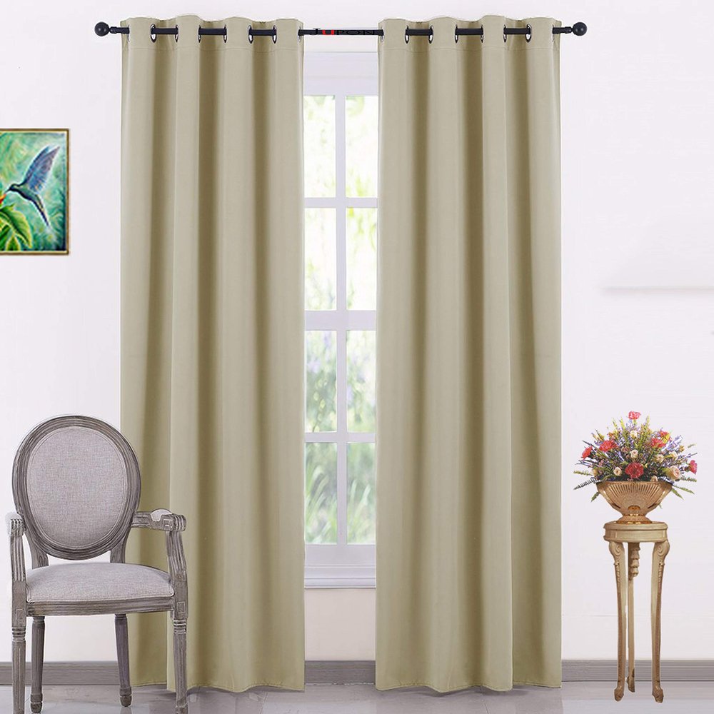 KOSOVO Silk Blackout Curtain Pack of 1 Piece Only with 3 Layers Weaving Technology Thermal Insulated Draperies Energy Saving (Width - 4ft x 4ft -Length) Cream
