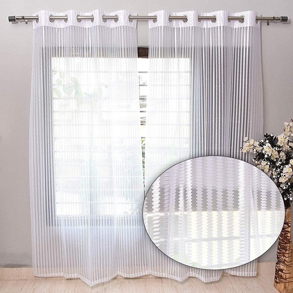 Srk Trendz Polyresin Curtain (White, 9 Feet) - Pack of 2