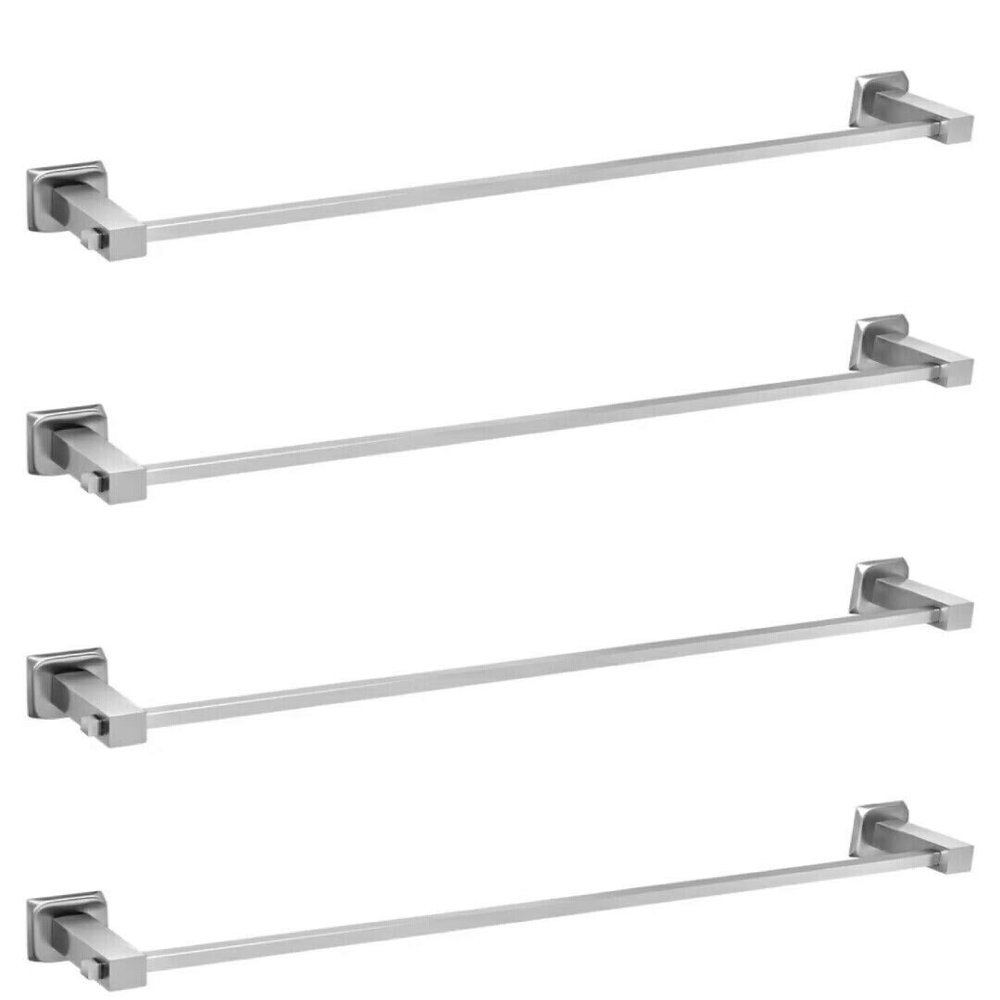 deeplax Square Stainless steels Towel Holder/Rod/Stand/Hanger/Rail/bar/Robe/Rack for Bathroom Accessories/Chrome Finish 18 inches (1.5 feet) Set of 4
