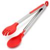 Bagonias Silicone Kitchen Tongs 12 Inch | Stainless Steel Heavy Duty Food Tong for Cooking, Serving, BBQ & Air Fryer | Heat Resistant 250C, BPA Free, Non-Stick Safe, Locking Grip (Red) view 1