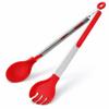 Bagonias Silicone Kitchen Tongs 12 Inch | Stainless Steel Heavy Duty Food Tong for Cooking, Serving, BBQ & Air Fryer | Heat Resistant 250C, BPA Free, Non-Stick Safe, Locking Grip (Red) view 2