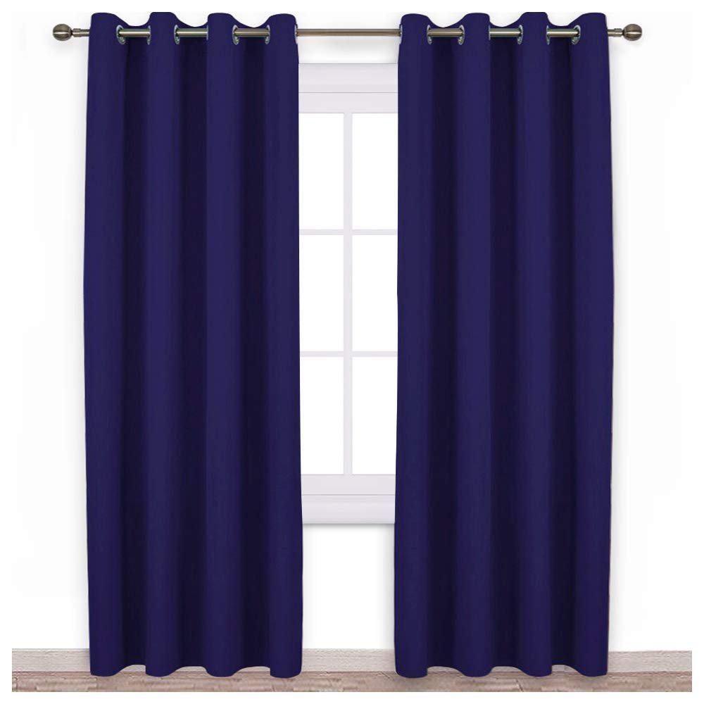 KOSOVO Silk Blackout Curtain Pack of 1 Piece Only with 3 Layers Weaving Technology Thermal Insulated Draperies Energy Saving (Width - 4ft x 6ft -Length) Navy