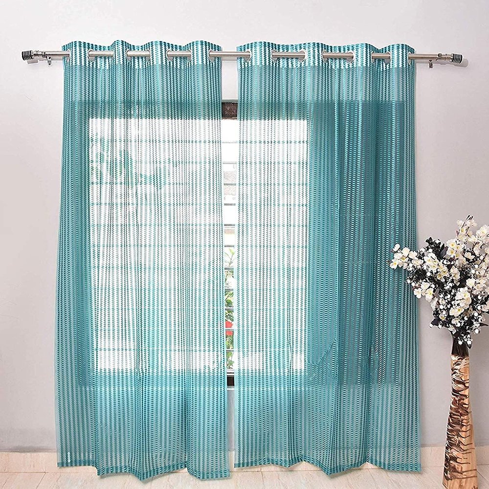 Srk Trendz Polyresin Curtain, 9 Feet, Aqua Blue, Pack of 2