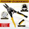 Digital Craft 10" Metal Cutting Scissors | Straight Aviation Tin Snip Shear Pliers | High-Hardness Sheet Metal Cutter with Rubber Handle | Includes Safety Hand Gloves (Random Colors) view 4