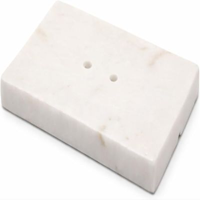 KC KULLICRAFT Natural Marble Soap Dish Solid Stone Soap Holder for Bathroom Sink & Shower, Heavy Durable Handmade Tray, White Marble Bar Soap Saver (5.7 x 3.5 Inch).