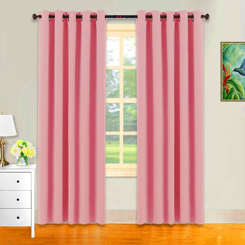 KOSOVO Silk Blackout Curtain Pack of 1 Piece Only with 3 Layers Weaving Technology Thermal Insulated Draperies Energy Saving (Width- 4ft x 6ft -Length) Pink