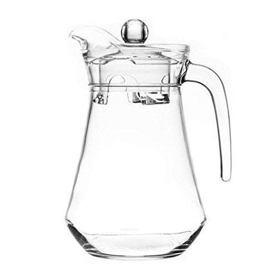 SkyKey Clear Glass Classical Octagonal Water Jug | 1300ML Transparent Jug for Water Juice Fizzy Drinks | Stylish and Durable Glass Pitcher for Home Kitchen Dining Table Use