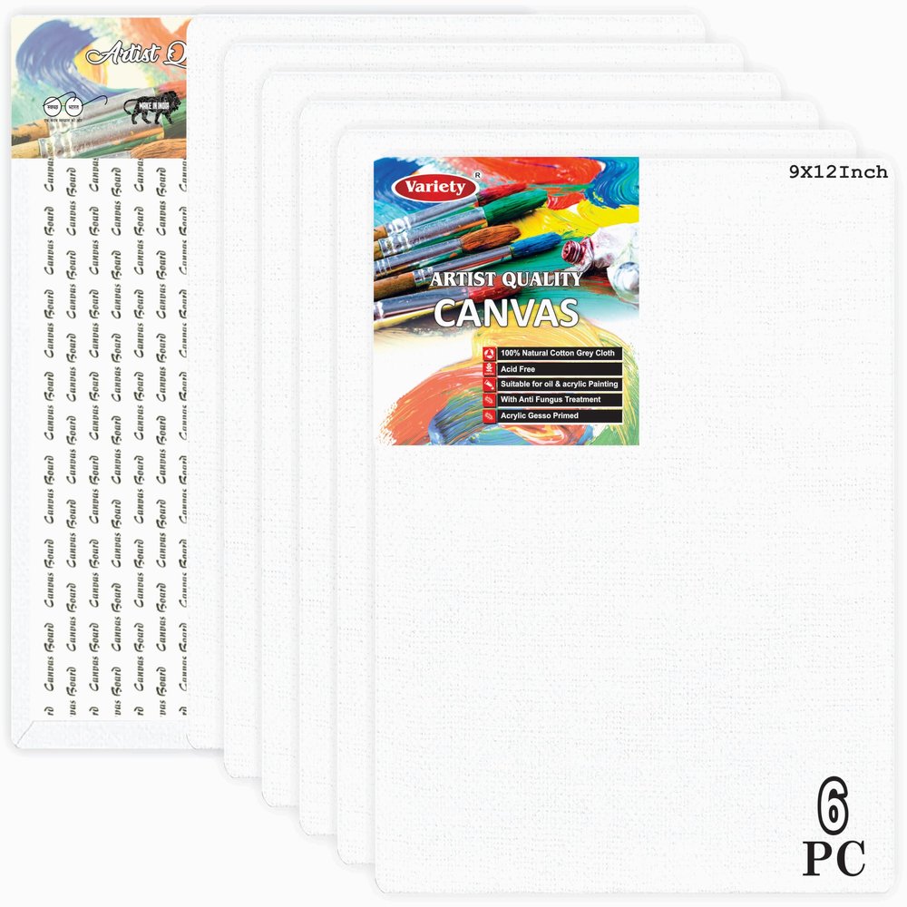 Variety Canvas Board Variety 9x12 Canvas Board Pack of 6