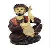 GW Creations Traditional Rajasthani Sitar Musician Showpiece  Handcrafted Home Decor Figurine with Antique Brown Finish | Ethnic Indian Folk Art Statue (12x10x19 cm) view 1