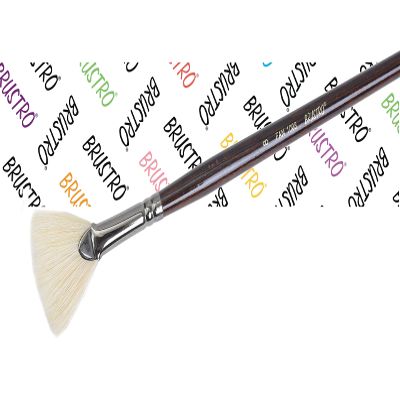 Brustro Artists Bristlewhite Fan Brush Series 1008 - Brush No. 8, Chungking Hog Bristle | Ideal for Oil, Acrylic Painting on Paper, Canvas, Fine Art Students and Professionals