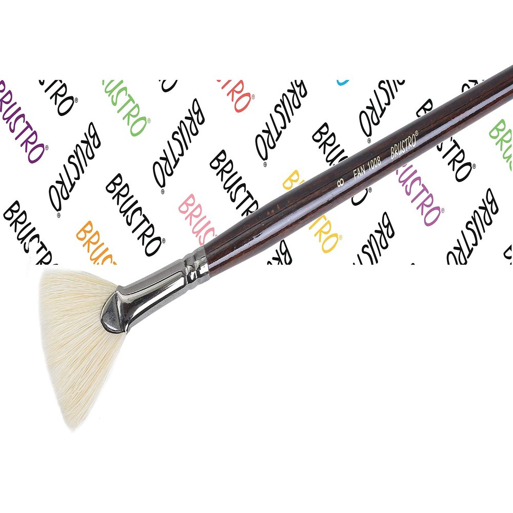 Brustro Artists Bristlewhite Fan Brush Series 1008 - Brush No. 8, Chungking Hog Bristle | Ideal for Oil, Acrylic Painting on Paper, Canvas, Fine Art Students and Professionals
