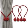 HASTHIP Magnetic Curtain Tiebacks Curtain Clips Rope Holdbacks Curtain Weaving Holder Buckles for Home Office Decorative,Pack of 2 (Red) view 1
