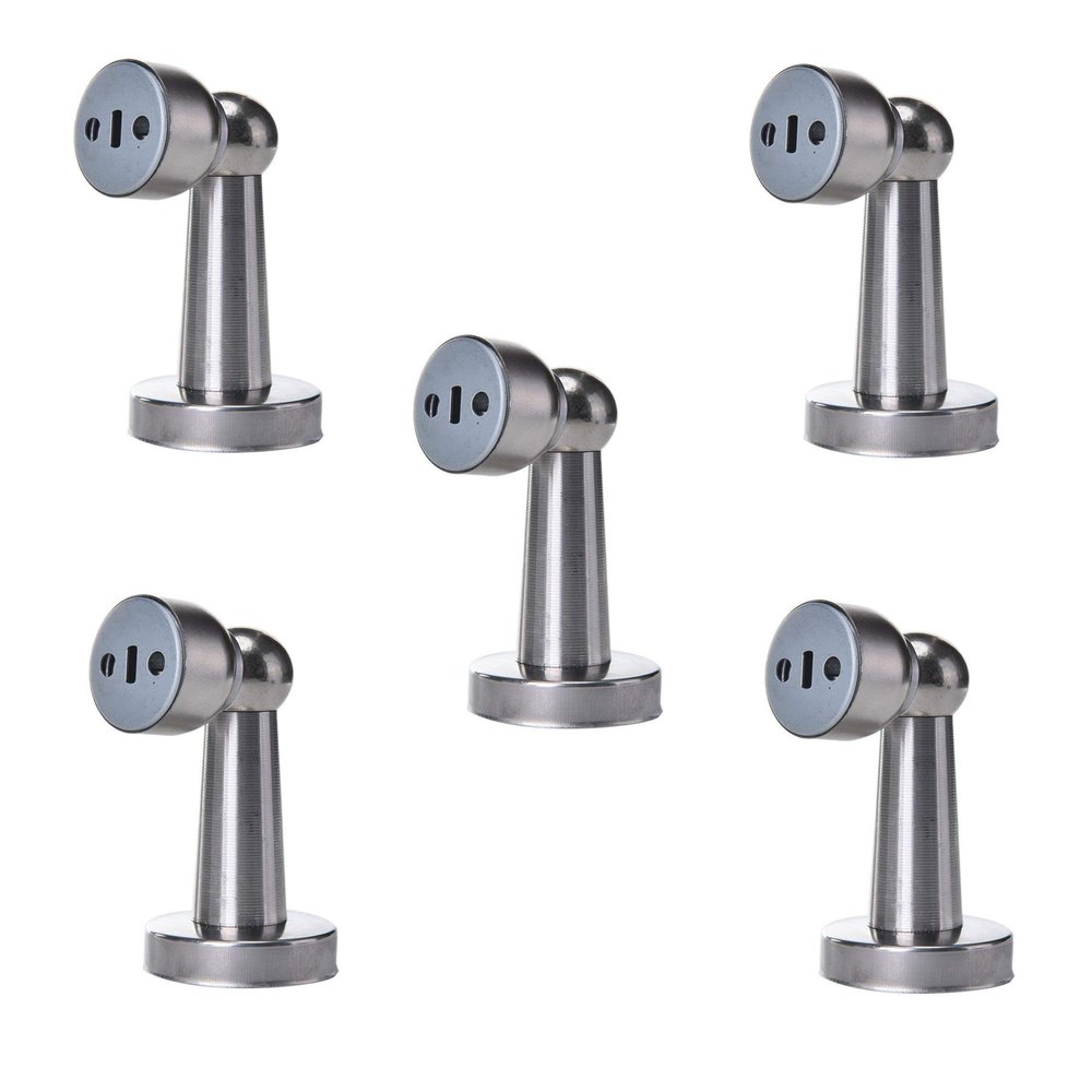 Nixnine Stainless Steel Magnetic Door Stopper Door Catcher, Door Magnet Holder for Home, Office, Door Magnet, Silver, (8cm x 4cm x 4cm x 3cm) Pack of 5